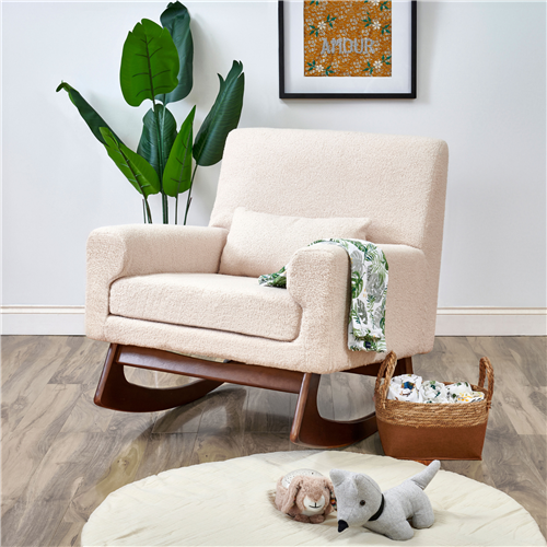 Gaia Baby Serena Rocking & Nursing Chair - Biscuit BouclÃ© incl.  Walnut Leg Set