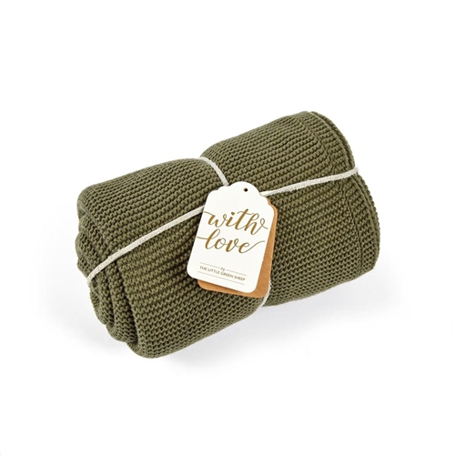 Little Green Sheep Organic Knitted Fleece Baby Blanket - Juniper