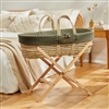 The Little Green Sheep Organic Knitted Moses Basket & Mattress - Juniper