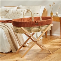 The Little Green Sheep Organic Knitted Moses Basket & Mattress - Terracotta