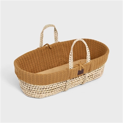 The Little Green Sheep Organic Knitted Moses Basket & Mattress - Honey