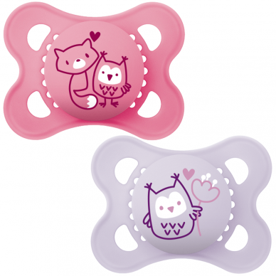 Mam Pure Original 2-6M Soother 2Pk - Pink