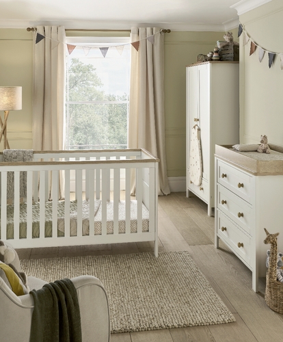 Mamas & Papas Wedmore 2 Piece Cotbed Set with Nursery Dresser Changer - White/Natural