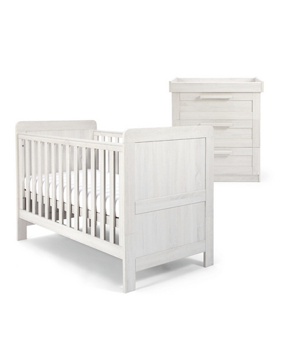 Mamas & Papas Atlas 2 Piece Cot Bed Set with Dresser Changer - Nimbus White