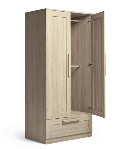 Mamas & Papas Atlas 2 Door Nursery Wardrobe with Storage Drawer - Light Oak