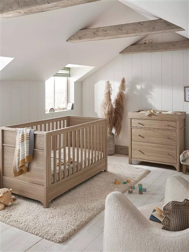 Mamas & Papas Barton 2 Piece Cotbed Set with Dresser Changer - Natural/Oak