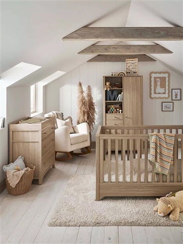 Mamas & Papas Barton 3 Piece Cotbed Range with Dresser Changer & Wardrobe - Natural/Oak