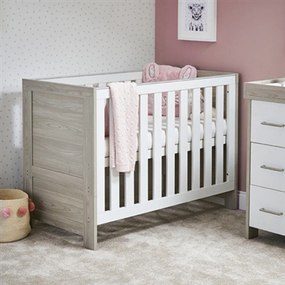 OBaby Nika Mini Cot Bed - Grey Wash and White