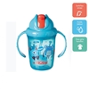 Nuby Flip N Sip Water Bottle - No Spill Sippy Cup | 240ml / 8oz | Twin Handle | Weighted Straw Blue Monsters
