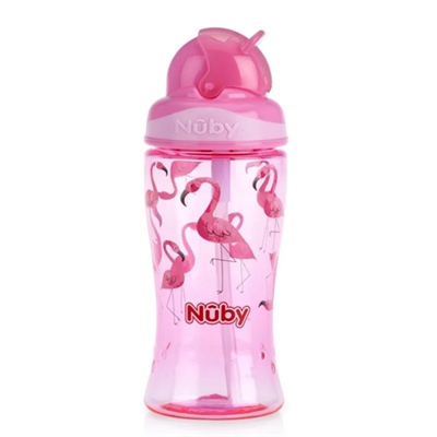 Nuby Training Straw Cup Flip It Pink Flamingo 12m+