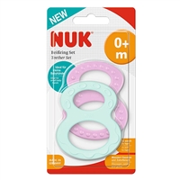 NUK Teething Ring Set with Different Surfaces 0 Months + 2 Pieces Pink/Blue