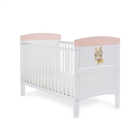 OBaby Grace Inspire Cot Bed Watercolour Rabbit Pink
