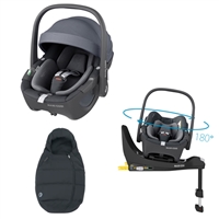 Maxi Cosi Pebble 360, FamilyFix 360 Base & Car Seat Footmuff Essential Graphite