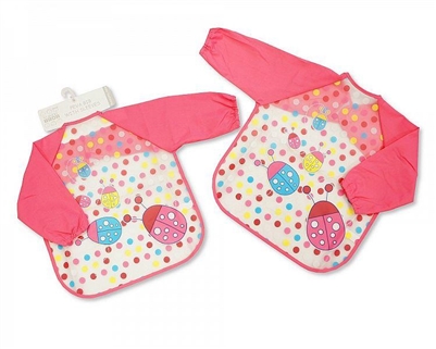 Nursery Time PEVA Bib With Sleeves Pink BW104-817G