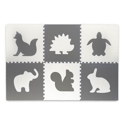 Ricokids Foam Puzzle 6pcs Animals White & Grey