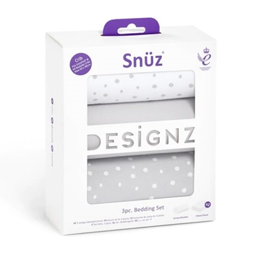 Snuz 3pc Crib Bedding Set â€“ Grey Spot