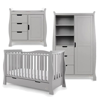 OBaby Stamford Luxe Sleigh 3 Piece Room Set - Warm Grey