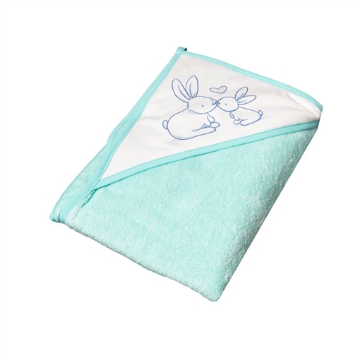 Tega Baby Hooded Towel Little Bunnies 100x100 cm 100% cotton light blue