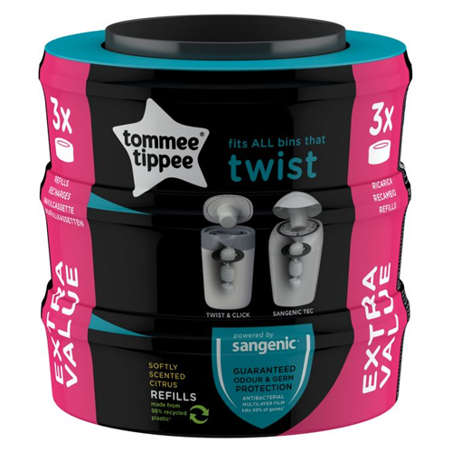 Tommee Tippee Twist & Click Nappy Bin Refill Cassettes 6 Pack