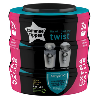 Tommee Tippee Sangenic Refill Cassettes for all bins that Twist 3 pack