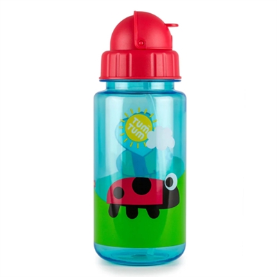 Tum Tum Flip Top Kids Water Bottle with Straw, Bugs 400ml