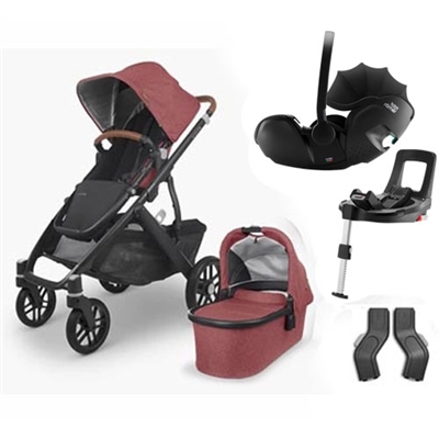 Uppababy Vista V2 Lucy Travel System with Britax BABY-SAFE PRO Car Seat and Flex Base