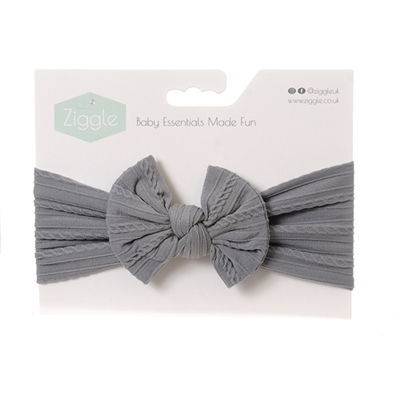 Ziggle Grey Top Bow Turban Headband