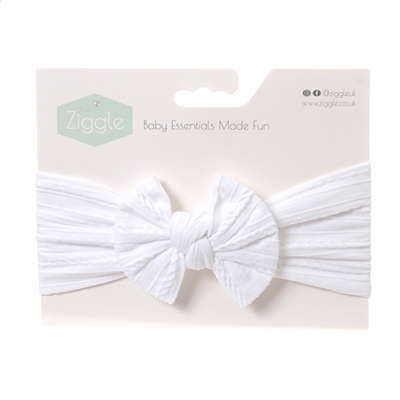 Ziggle White Top Bow Turban Headband