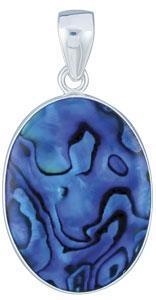 Sterling Silver Abalone Pendant - Blue