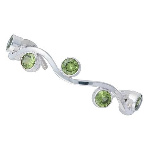 Sterling Silver Synthetic Peridot Wave Cuff