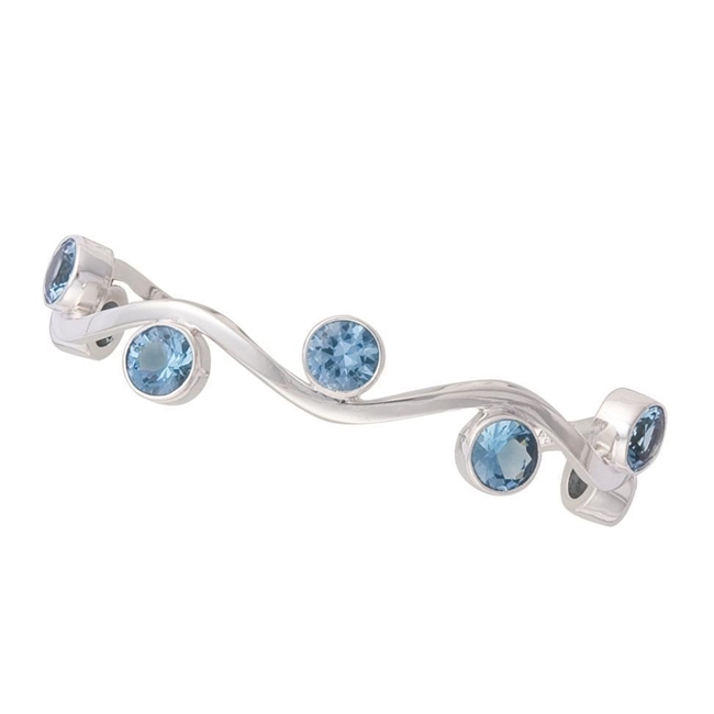 Charles Albert Silver Blue Topaz Wave Cuff