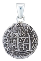 Charles Albert Fine Sterling Silver Treasure Coin Pendant