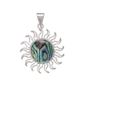 Sterling Silver Natural Abalone Sun Pendant