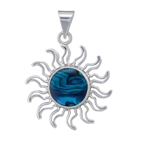 Sterling Silver Blue Abalone Sun Pendant