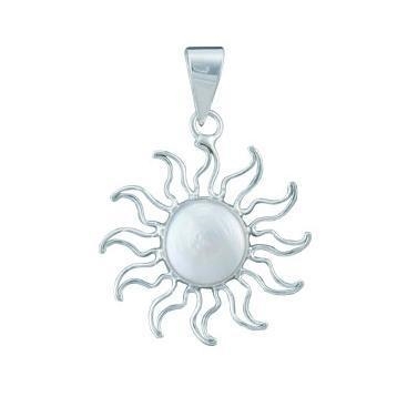 Charles Albert Sterling Silver Pearl Sun Pendant