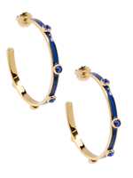 Crystal and Enameled Hoops Cobalt