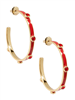 Crystal and Enameled Hoops Red