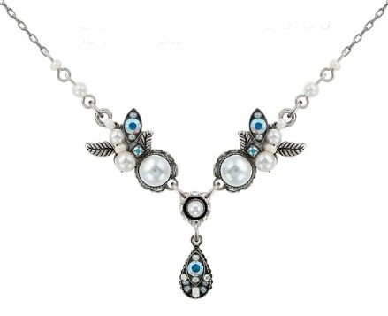 Firefly Flora V Petite Necklace With Drop White Pearls