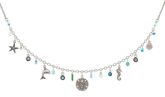 Firefly Charmed Ocean LIght Necklace Aqua