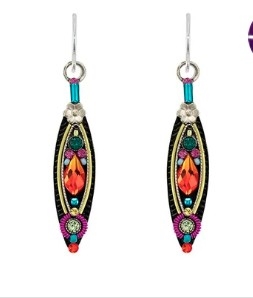 Firefly Slim Navette Earrings Multicolor