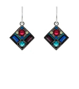 Firefly Rainbow Diamond Shape Earrings Jewel Tone