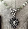French Kande Light Green Stone Necklace with Silver Immaculate Heart Pendant