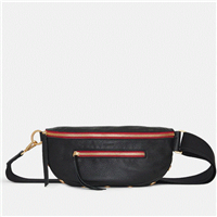 Hammitt Charles Crossbody Medium Black Bright Gold with Red Zipper