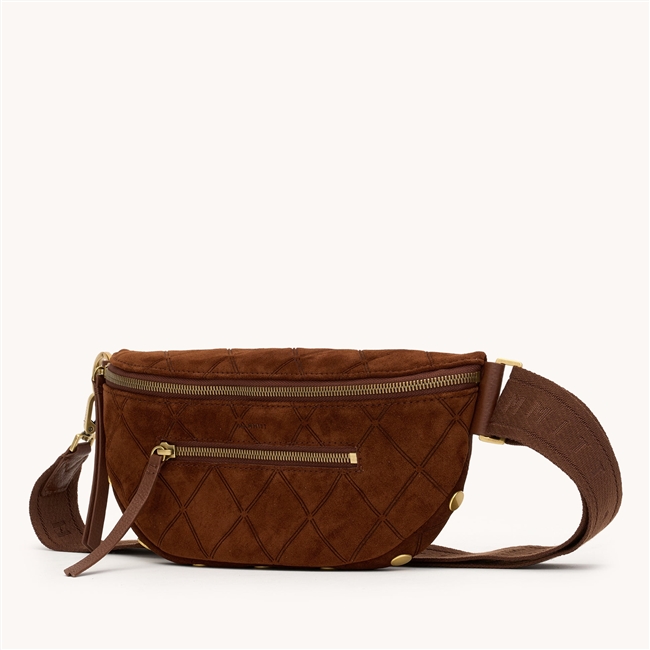 Hammitt Chocolate Diamond Suede/Antique Gold Charles Crossbody Medium