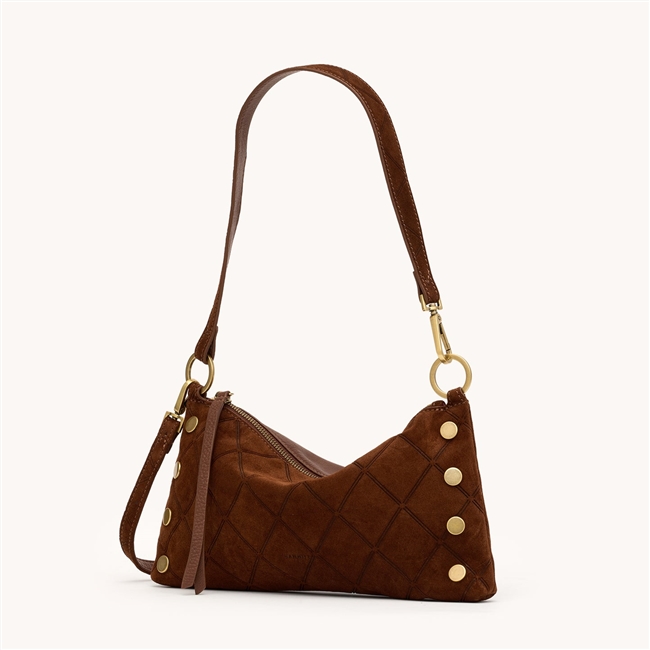 Hammitt Chocolate Diamond Suede/Antique Gold Kyle SML