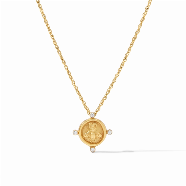 Julie Vos Gold Bee Cameo Solitaire Necklace