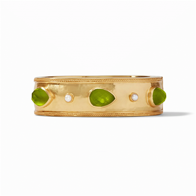 Julie Vos Gold Iridescent Jade  Cannes Statement Hinge Bangle