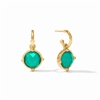 Julie Vos Gold Iridescent Emerald Green Honeybee Hoop & Charm Earring