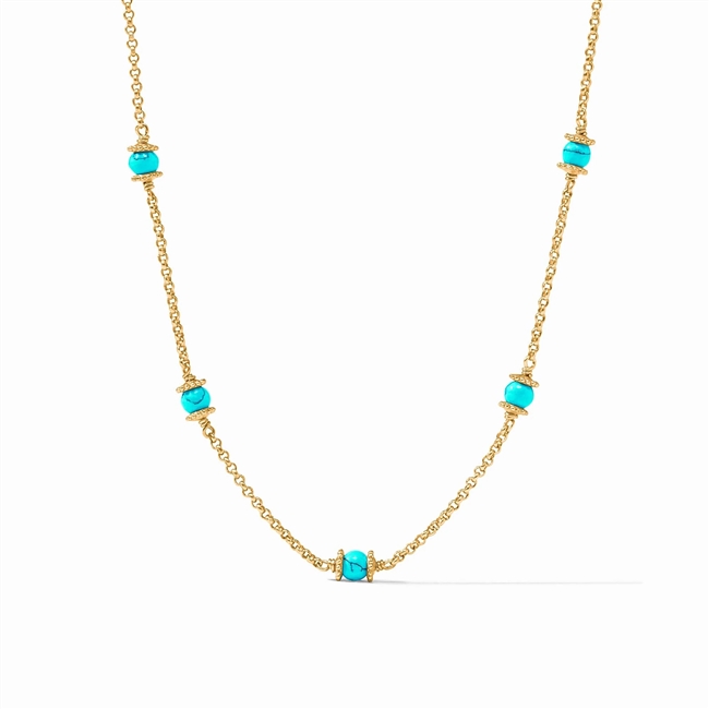 Julie Vos Gold Turquoise Hydra Delicate Necklace