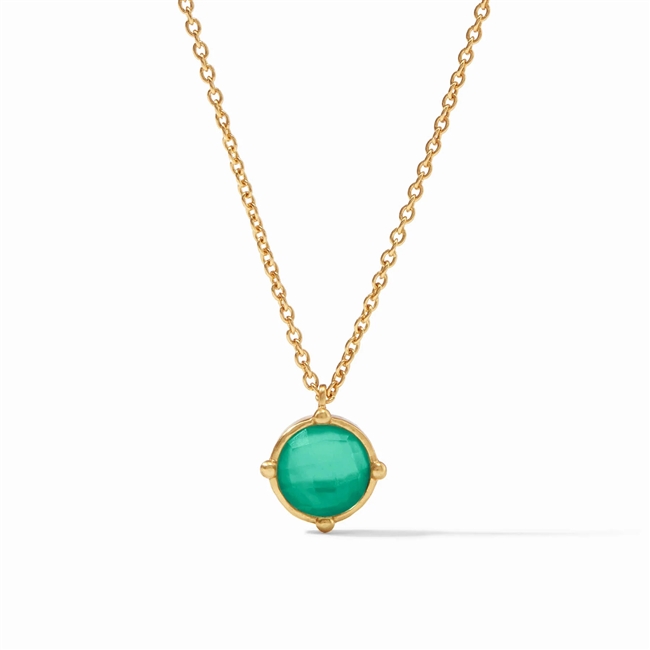 Julie Vos Gold Iridescent Emerald Green Honeybee Honeybee Solitaire Necklace